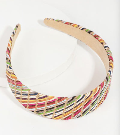 Katia Multi Color Straw Braided Headband