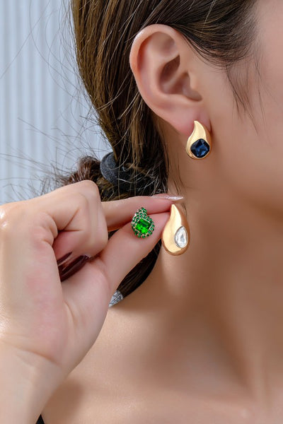 Cara Trio Teardrop Earrings Set with Rhinestones