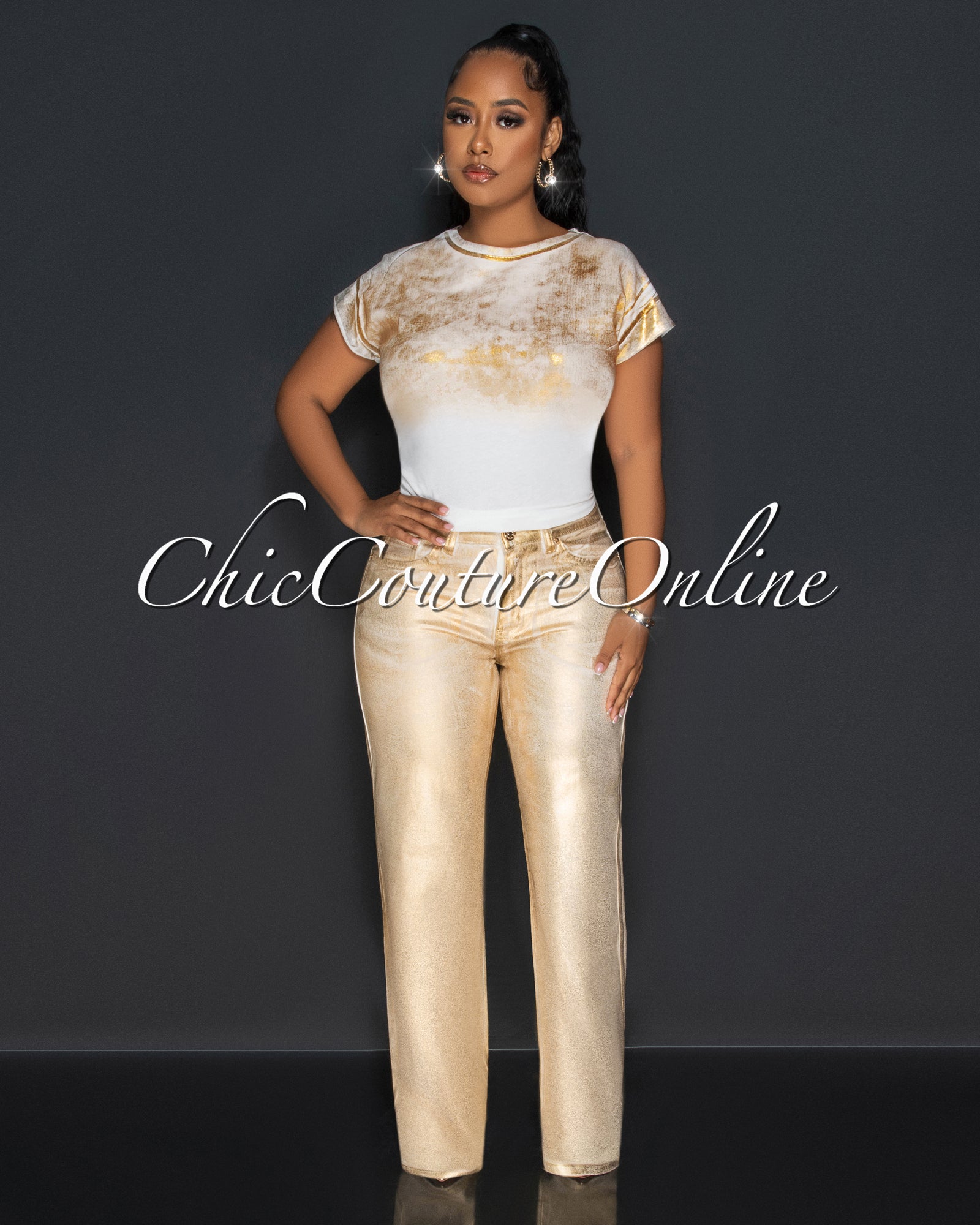 GOLD FOIL JEANS main image 0