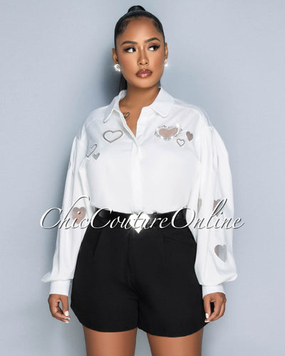 Edicta Off-White Heart Key-Holes Shirt & Black Shorts Set