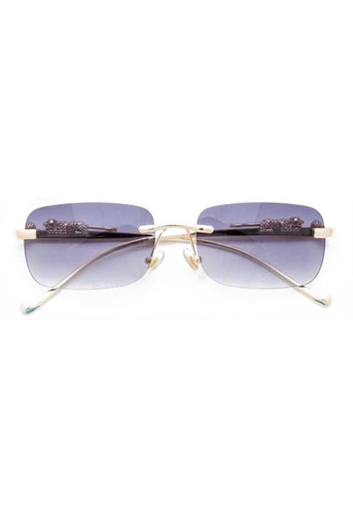 Anuj Blue Gradient Rimless Jacquard Temple Sunglasses