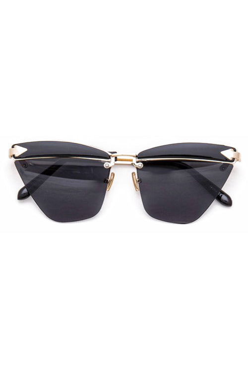 Black Cat-Eye Sunglasses with Gold Brow Bar Alexander McQueen AM0424S Cat Eye Sunglasses | Fashion  main image 4
