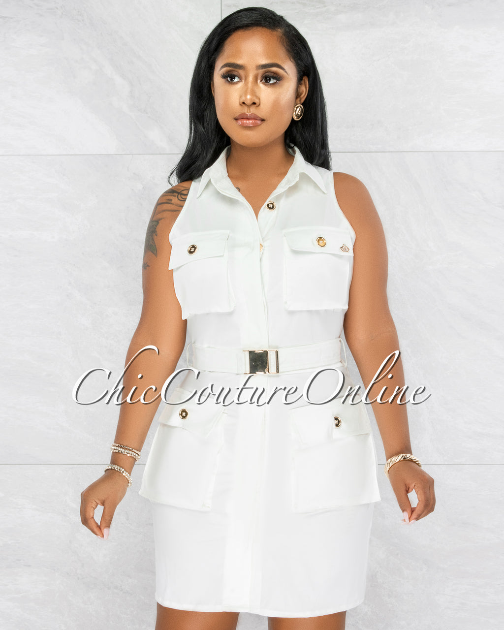 white cargo dress Prosper Off-White Cargo Utility Shirt Dress – Chic Couture Online