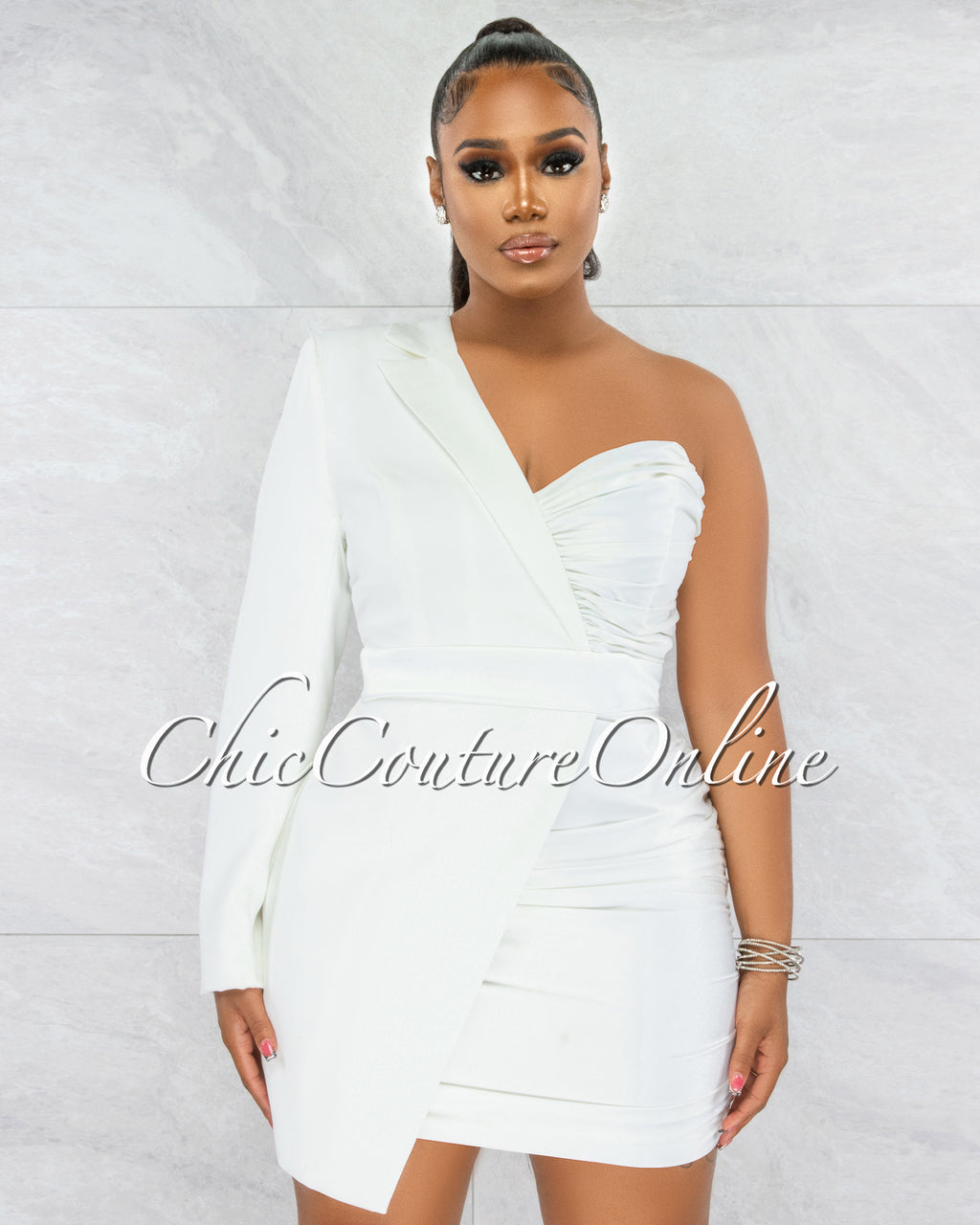 Off the store shoulder tuxedo dress