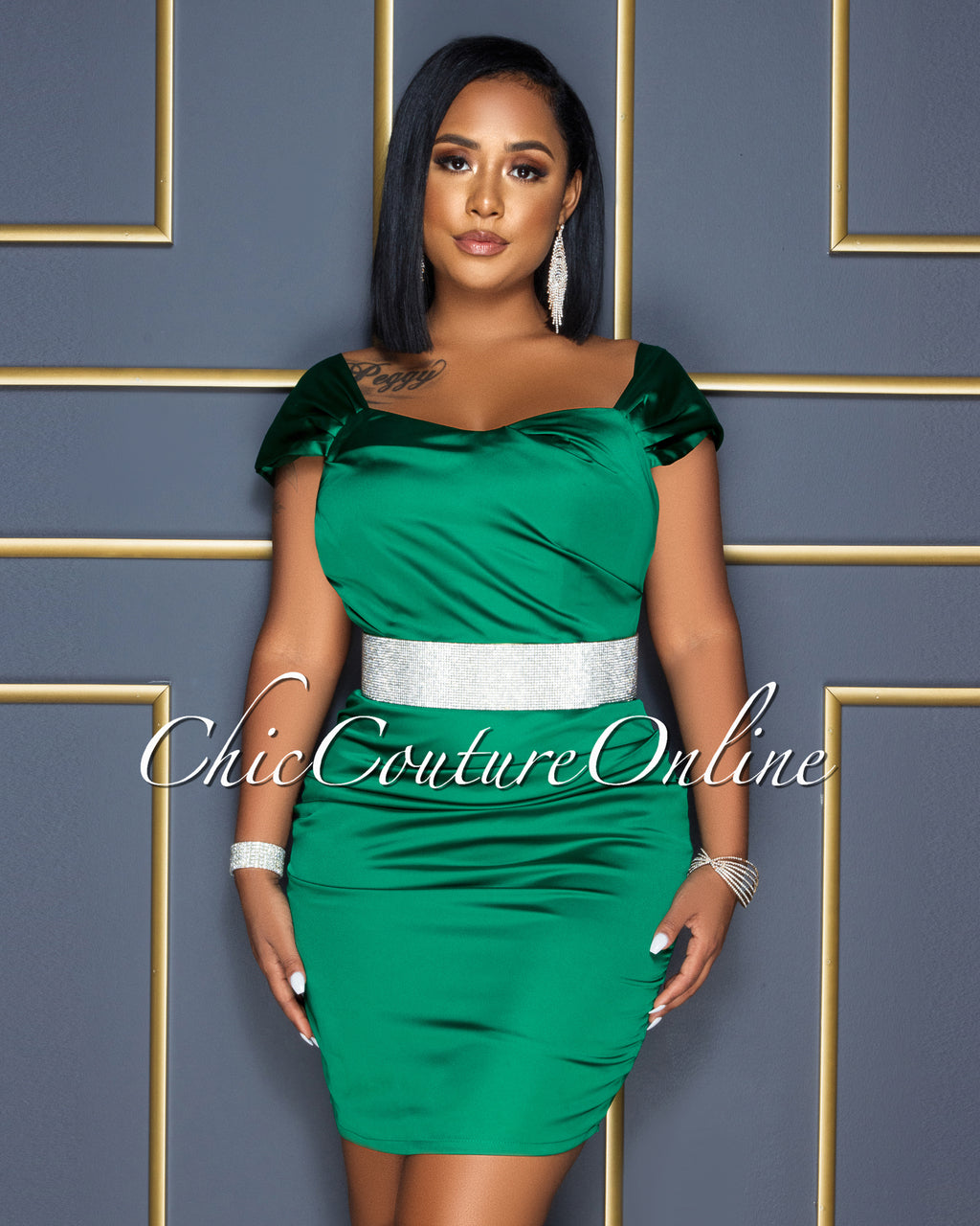 francine mini dress Francine Kelly Green Satin Mini Dress – Chic Couture Online