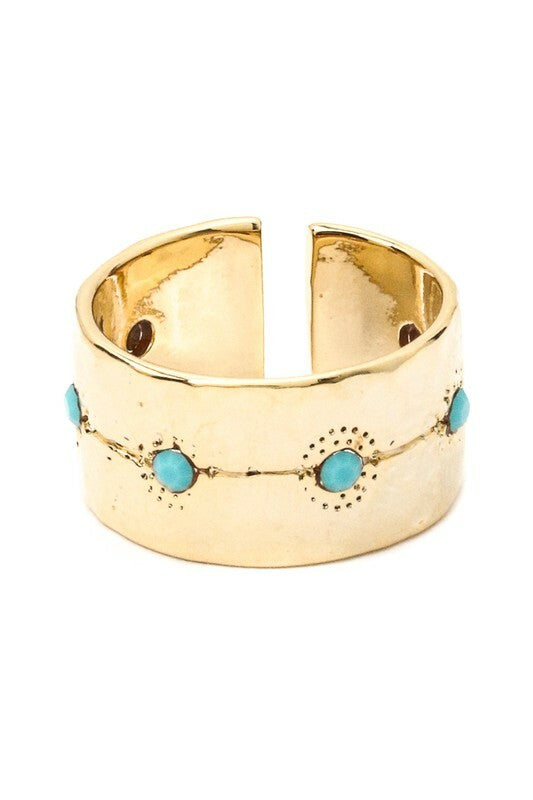 *Savannah Golden Turquoise Open Ring