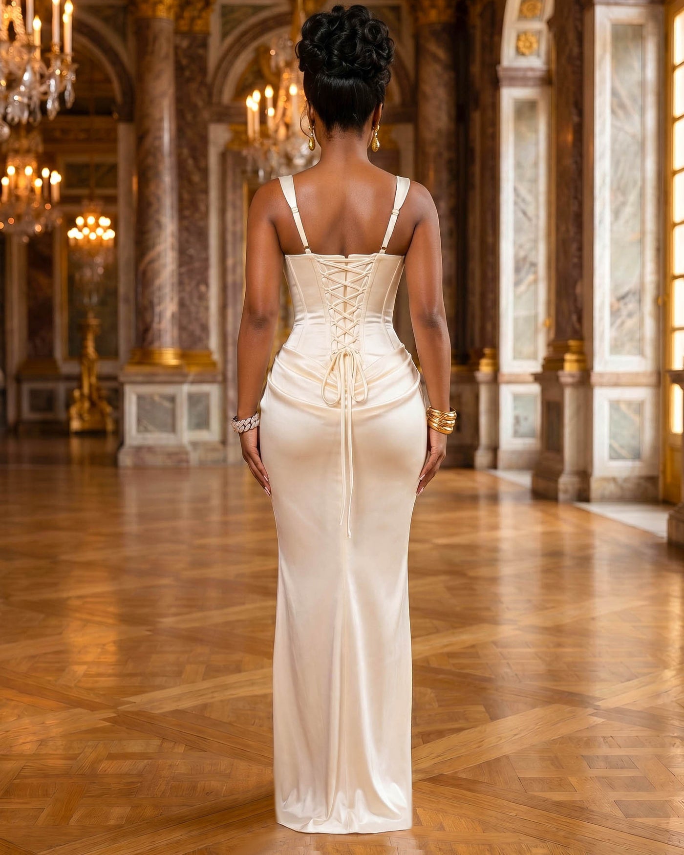 cream satin dress Kierna Draped Maxi use:Gift Color:SNOW Womens Amandine Satin Maxi Cute Strapless Black/Red Short