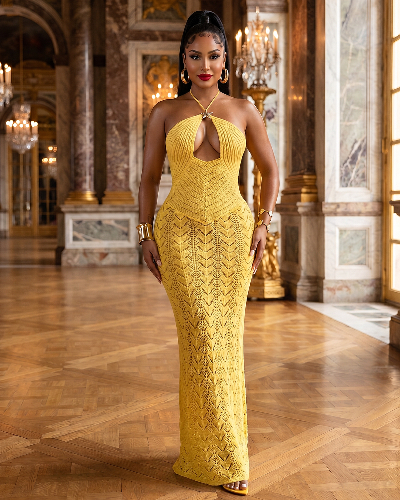 knit halter maxi dress Jiada Yellow Size:16 / 35 wing tip shoes Sleek and understated 7 Wedding Dress Shopping