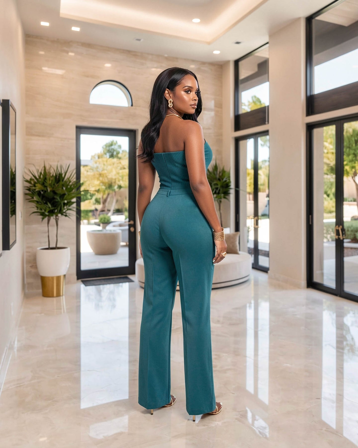 Riviera Teal Knit Tank Top & Pants Set