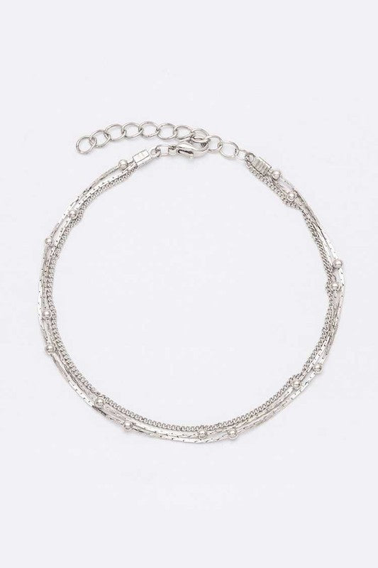 Janissa Silver Layer Chain Anklet Set
