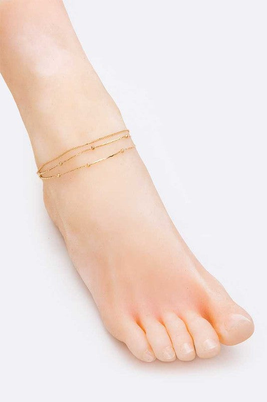 Janissa Gold Layer Chain Anklet Set