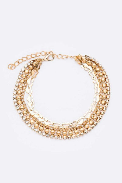 Heather Gold Rhinestone Layer Anklet Set