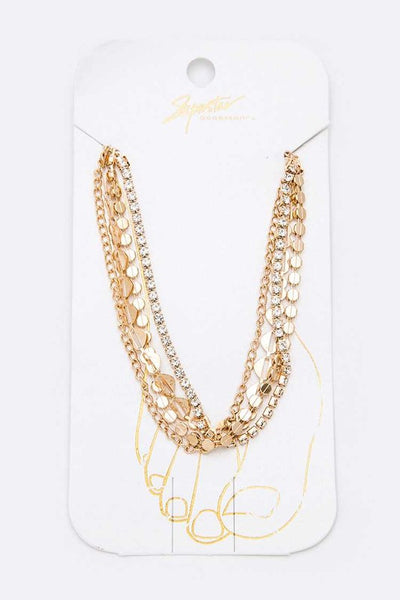 Heather Gold Rhinestone Layer Anklet Set