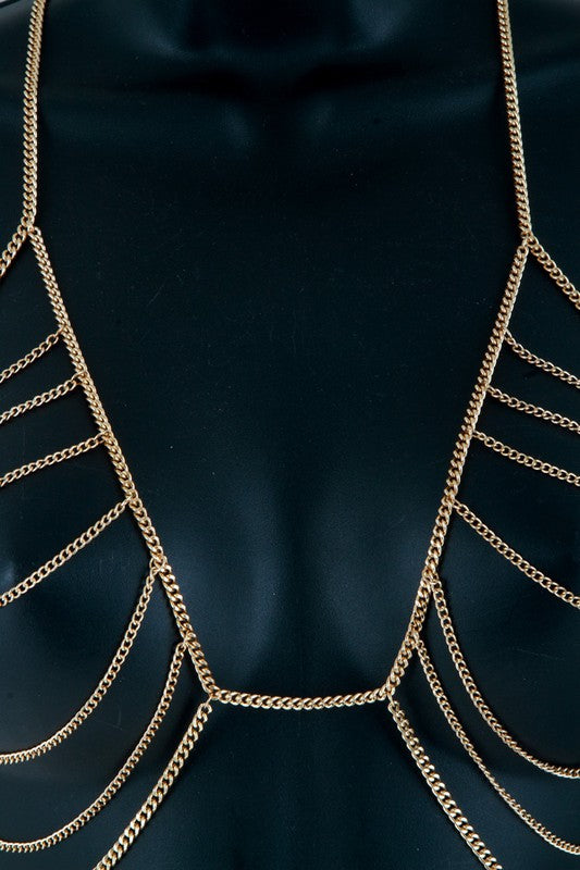Maylee Gold Metal Chain Bra