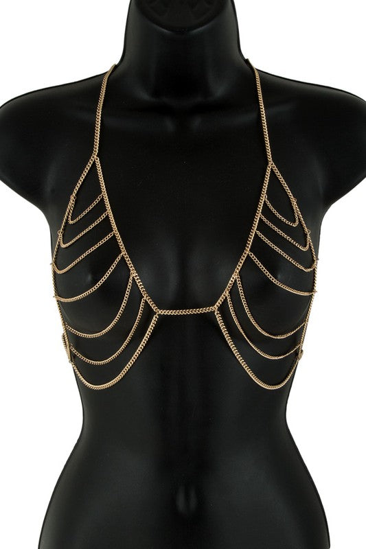 Maylee Gold Metal Chain Bra