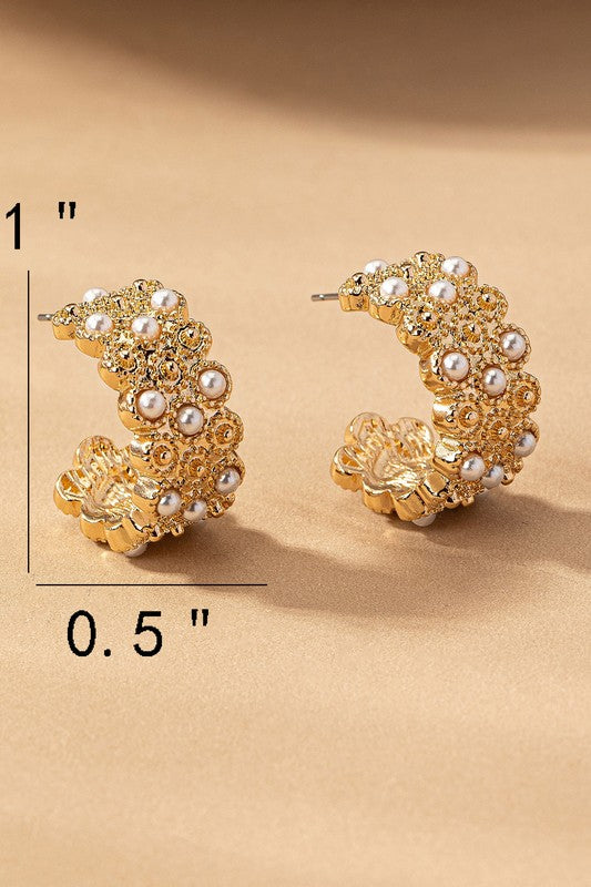 Christina Wide Hoops with Mini Pearls