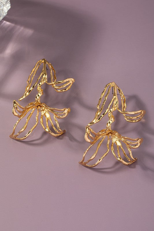 Juliana Statement Openwork Double Flower Dangle Earrings