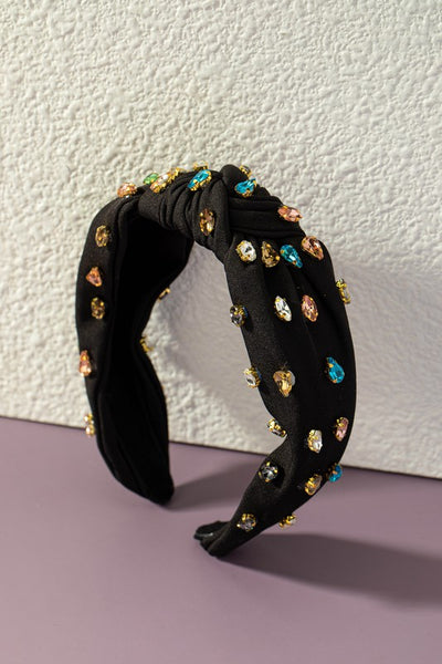 Korra Black Multi Color Rhinestone Embellished Headband