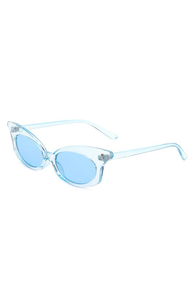 Zayda Blue Narrow Oval Sunglasses