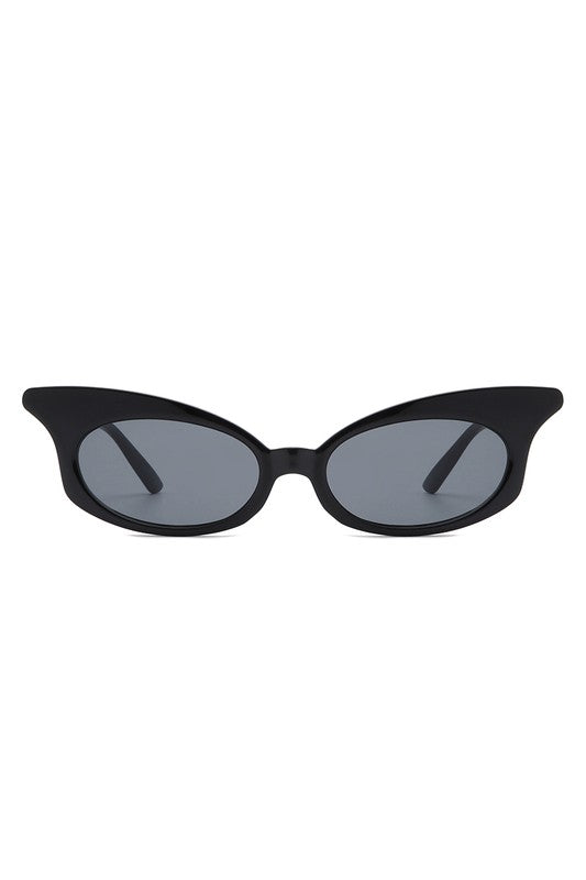 Zayda Black Narrow Oval Sunglasses