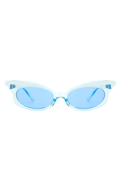 Zayda Blue Narrow Oval Sunglasses
