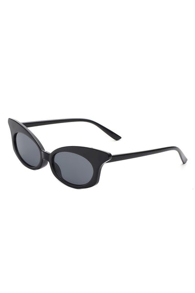 Zayda Black Narrow Oval Sunglasses