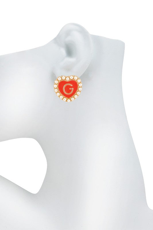 Toni Bee and Heart with Letter G Stud Earrings Set