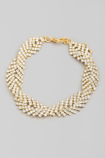 Karra Golden Rhinestone Herringbone Chain Bracelet