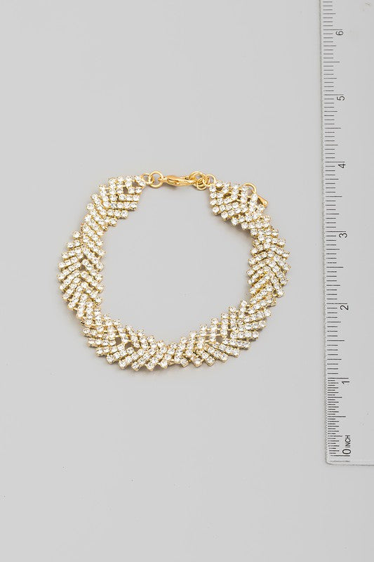 Karra Golden Rhinestone Herringbone Chain Bracelet