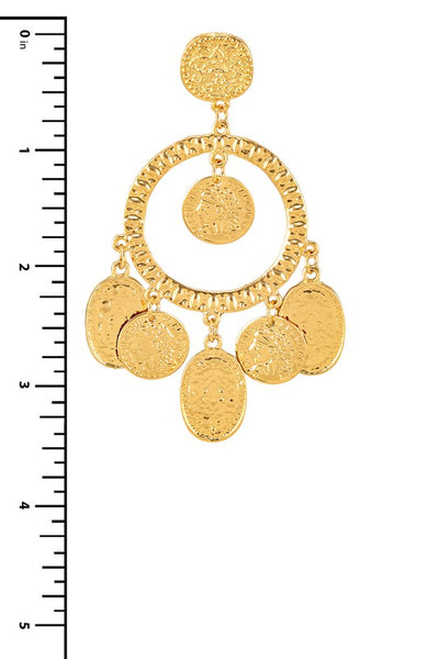 Koko Golden Hammered Circle Dangle Earrings