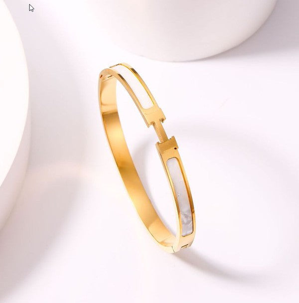 *Hanissa Golden H Bangle Bracelet