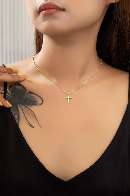 Howie Small Cross Pendant Box Chain Necklace