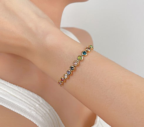 Anika Multi Color Bezel Stones Bracelet