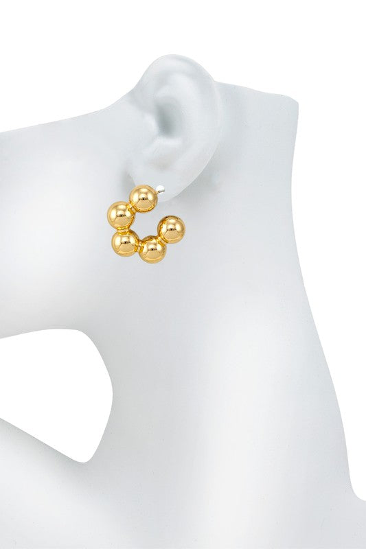 Natiya Metal Beaded Hoop Earrings