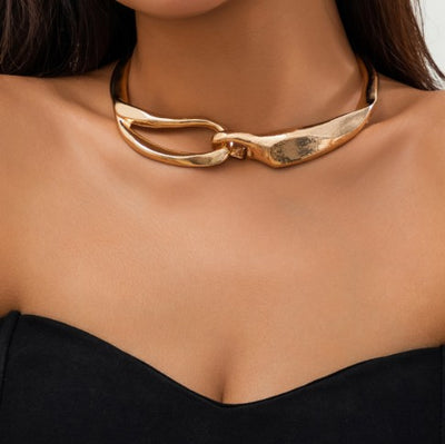 Haley Punk Style Abstract Metal Buckle Collar