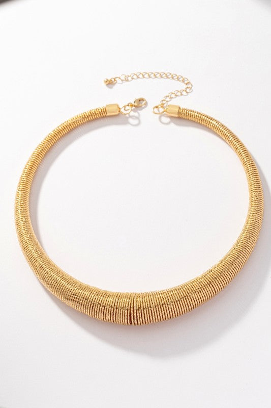 Allie Tapered Diamond Cut Wire Coil Choker Necklace