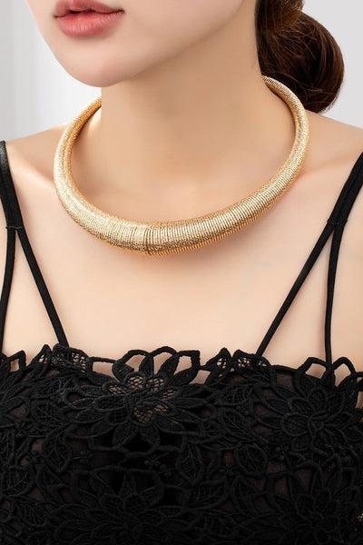 Allie Tapered Diamond Cut Wire Coil Choker Necklace