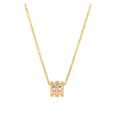 Ciara Pink Rhinestone Colosseum Pendant Necklace