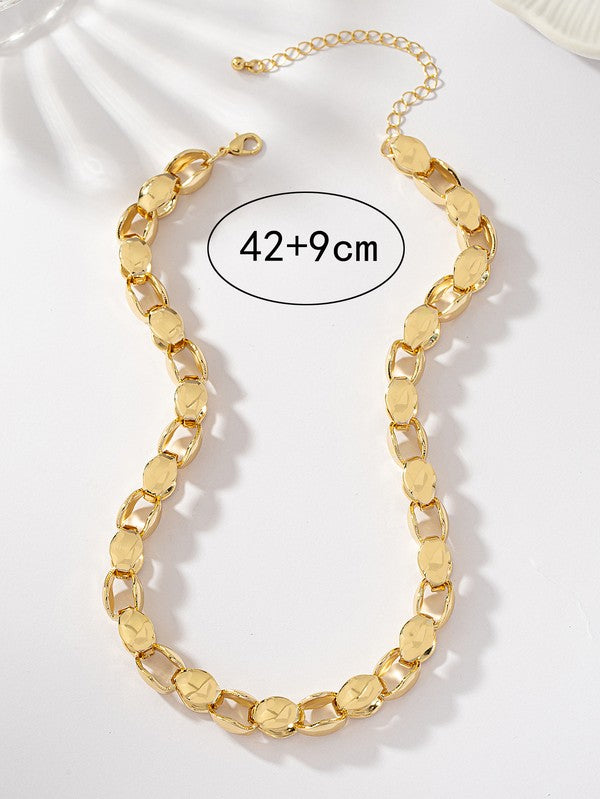 *Simie Chunky Egg Shell Link Chain Necklace