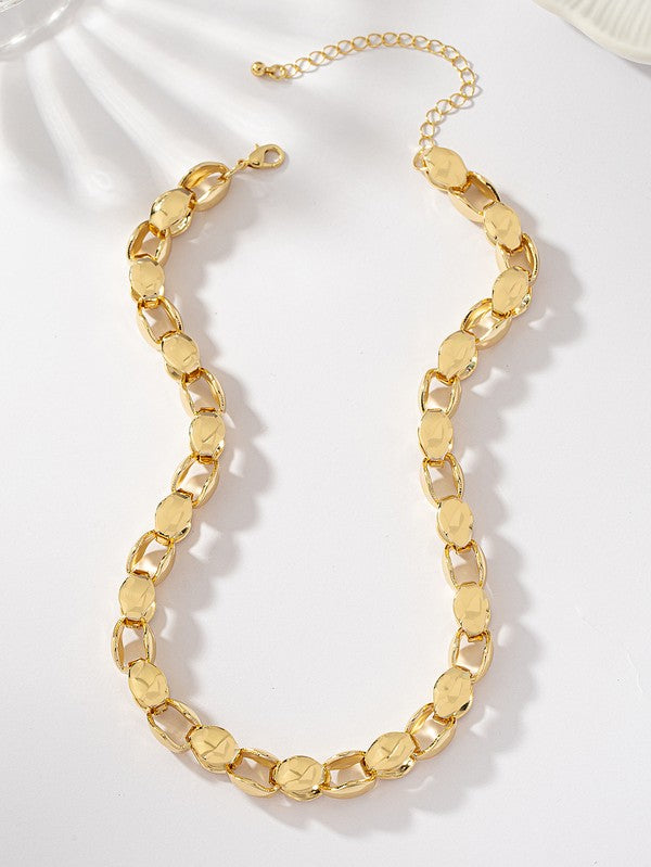 Simie Chunky Egg Shell Link Chain Necklace