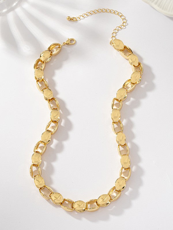 *Simie Chunky Egg Shell Link Chain Necklace
