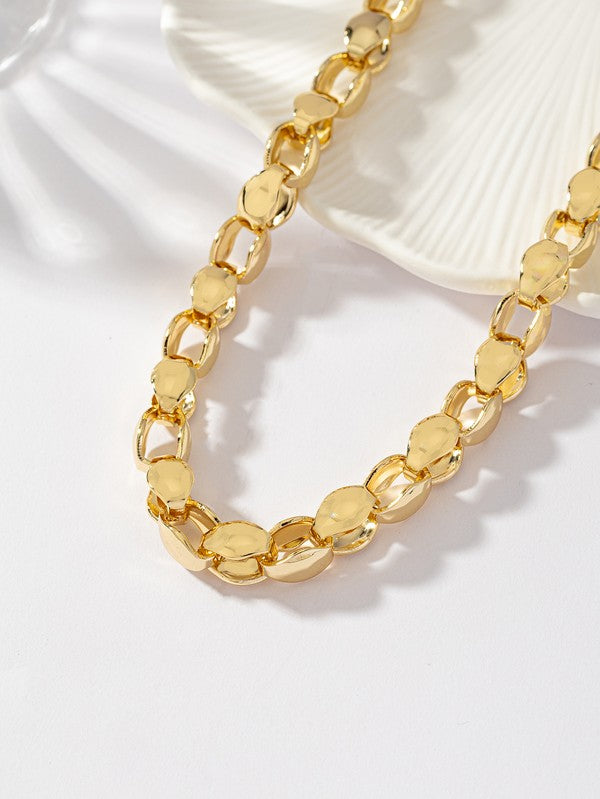 Simie Chunky Egg Shell Link Chain Necklace
