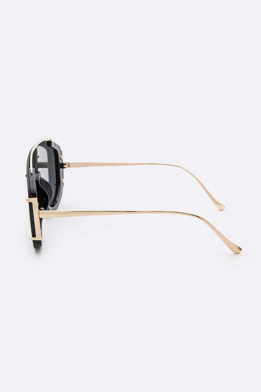 Samira Black Oversize Shield Inspired Sunglasses