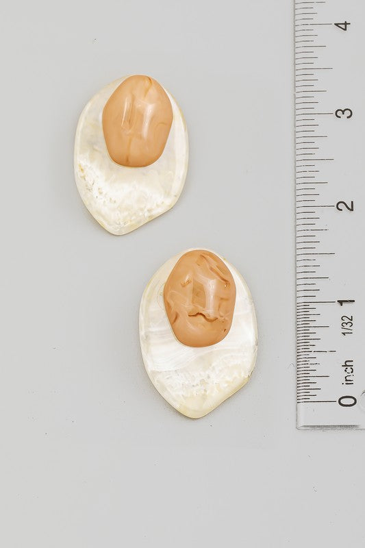 Erika Brown Aceate Ornate Oval Earrings