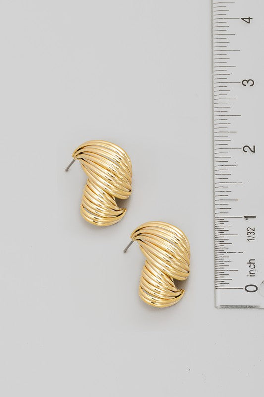 Aiko Multi Row Twist Metallic Earrings