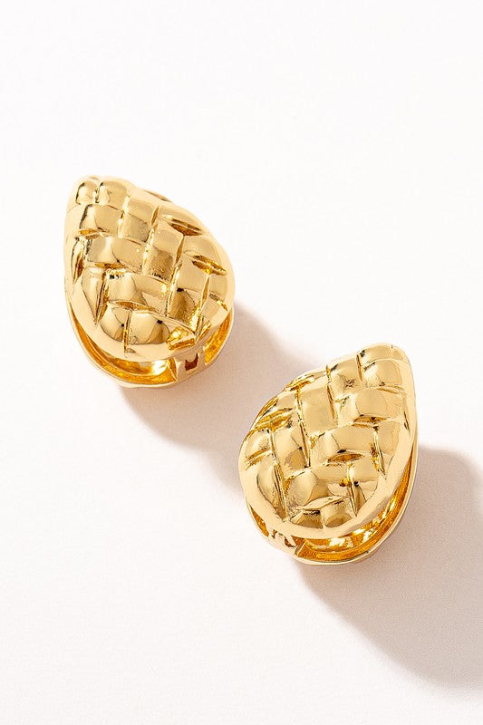 Logan Textured Puffy Teardrop Hinge Huggie Earrings