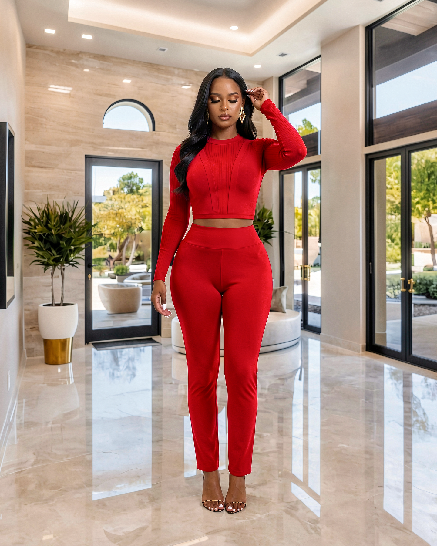 Margaux Red Bandage Leggings Set