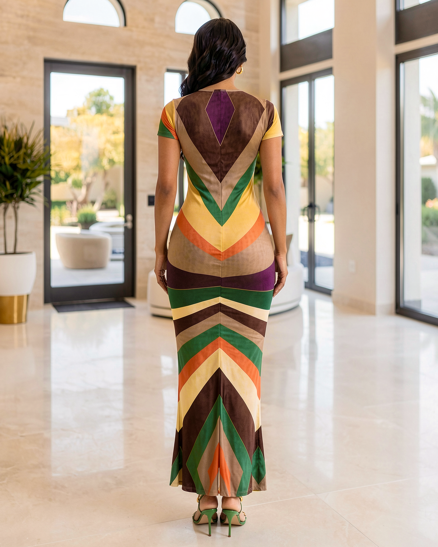 Tyla Rainbow Stripes Maxi Dress