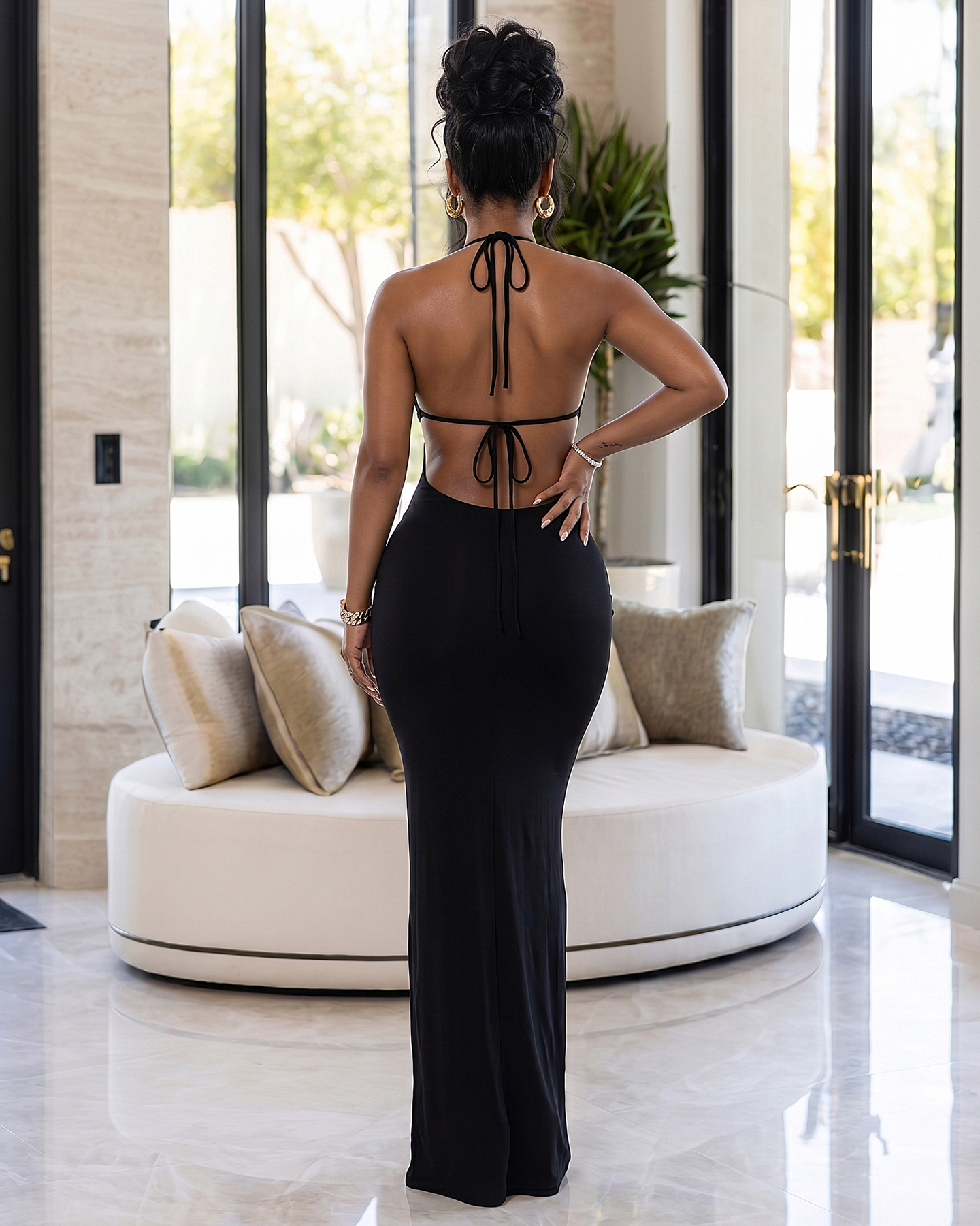 Diana Black Cut Out Halter Maxi Dress