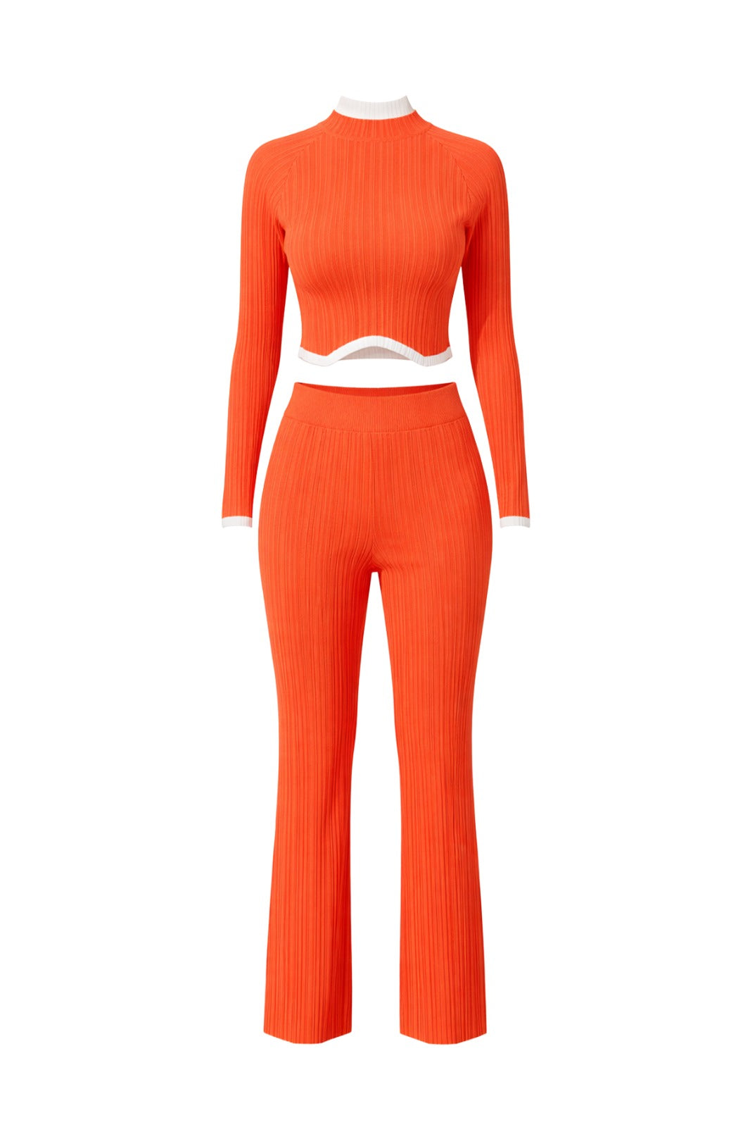 Virelle Orange White Trim LUXE Knit Pants Set